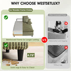 WESTSETLUX 54.8" W Oversized Chaise Lounge Chair Indoor with 5-Position Adjustable Backrest, Corduroy Sleeper Sofa Bed with 3 Pillows, Modern Cloud Couch Chair for Living Room, Bedroom, Green