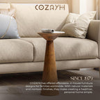 COZAYH Set of 2 22.8-Inch Tall Round Martini End Table, Walnut – Solid Pine Wood Pedestal Accent Drink Stand with Tapered Base – Farmhouse Modern Furniture for Living Room, Bedroom & Small Spaces