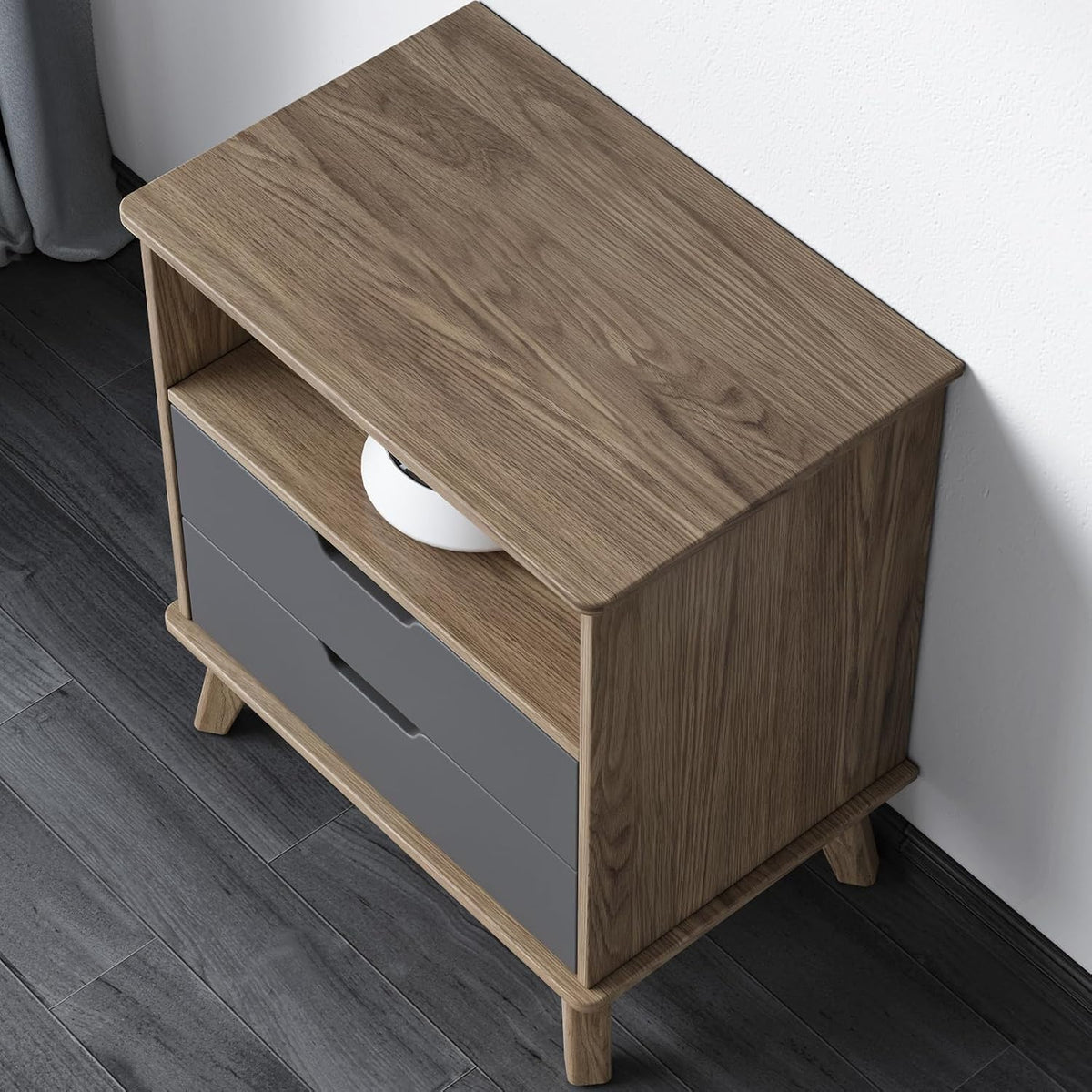 Guyii Mid Century Modern Side Cabinet, Small End Table, Bedside Table with Large Storage Space, Compact Side Table for Small Space, Living Room, Apartment, Bedroom, Entryway, Easy Assembly