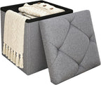 Storage Ottoman Footrest Stool Small Ottoman with Storage,35 Inches Foldable Ottomans Foot Rest Footstool Bench Ottoman with Storage Bench for Living Room Bedroom Dark Grey（15Wx15Dx15H