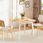 HOOBRO Bamboo Dining Table, Square Dining Table for 2, 27.6" Kitchen Table for Small Space, Writing Table, Easy to Assemble, for Dining Room, Living Room, Office, Kitchen, Natural and White YW70CZ01G1