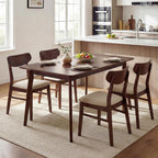 Giantex Dining Table for 4, 47" Rectangular Wooden Kitchen Table with Solid Rubber Wood Legs, Mid Century Modern Dinner Table for Dinette, Living Room, Home Office (Walnut)
