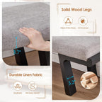 Zesthouse Solid Wood Bench for Bedroom End of Bed, Upholstered Small Entryway Bench with Cushion, 47" Grey Linen Ottoman Bench with Black Wood Legs, Modern Dining Bench Seat, for Indoor Living Room