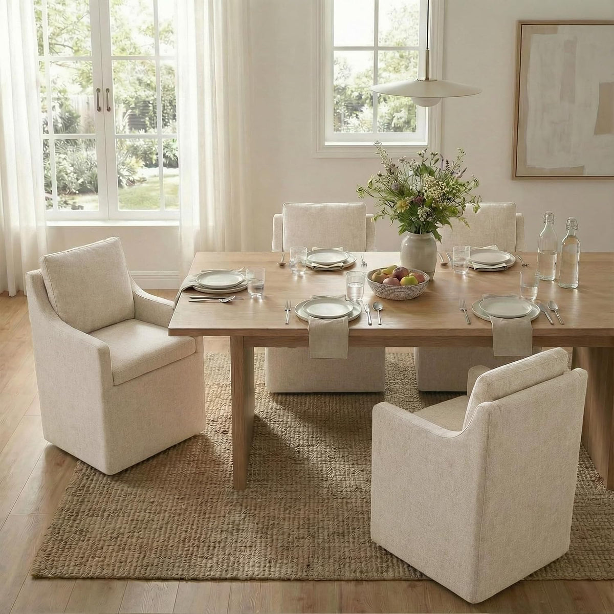 KISLOT Upholstered Dining Chairs Set of 1 with Washable Cover, Khaki | Modern Rolling Dining Room Chairs with Casters, Hidden Storage Seat, Linen Look Fabric, Padded Kitchen Accent Chairs