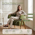 STHOUYN Modern Dining Chairs Set of 4, Upholstered Velvet Dining Room Chairs, Barrel Chairs for Kitchen with Golden Metal Legs, Curved Backrest (Green, 4 PCS)