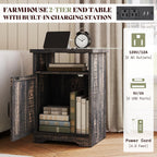 AMERLIFE Farmhouse 5 Piece Living Room Table Set, 63" TV Stand, Daark Oak