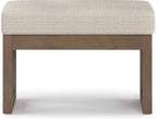 SIMPLIHOME Milltown 27" Wide Tweed Look Fabric Ottoman in Platinum