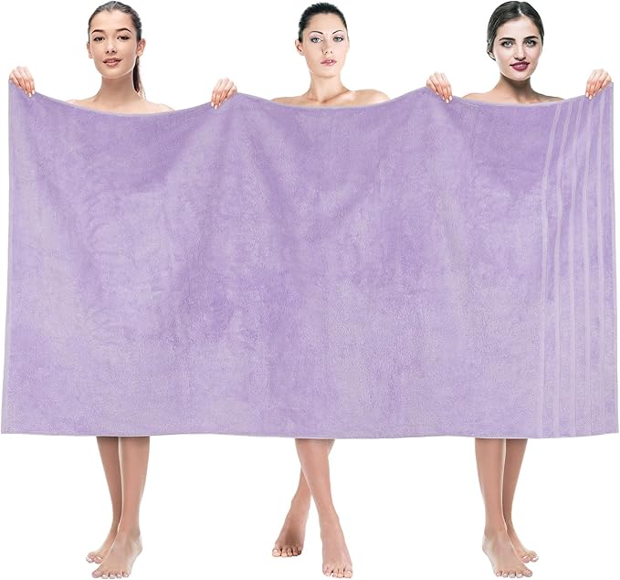 American Soft Linen 35x70 Jumbo Large Bath Towels, 600 GSM 100% Cotton Turkish Bath Sheet, Oversized Luxury Bath Towels for Bathroom Beach and Pool, Lilac