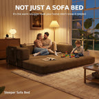 MoonSpeak 78.8'' Futon Sofa Bed, Couches for Living Room | Corduroy Convertible Futon Sofa Bed with Storage Pocket, Modular Sleeper Couch in a Box, No Assembly (Brown)