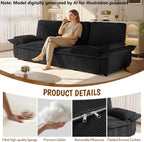 94.5" Pull Out Couch King Size, Futon Sofa Bed, 3-in-1 Convertible Sleeper Sofa Bed with Cushion Armrest, Modern Corduroy Loveseat Couches for Living Room, Small Space, Apartment, Black