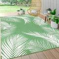 Pauwer Waterproof Outdoor Rug 6x9, Reversible Plastic Straw Patio Camping Rug, Indoor Outdoor RV Mat Carpet for Deck, Camper, Porch, Balcony, Backyard, Picnic, Leaf Green