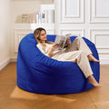 4FT Giant Bean Bag Chair for Adults and Teens - Large Bean Bag Sofa with Premium Velvet Cover & High-Density Support Foam - Fluffy Lounge Chair for Gaming, Bedroom, Dorm (Blue, Taller Version)