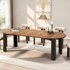 Epecoya Round Extendable Dining Table for 4-8 People, 43"-78" Wooden Oval Dining Room Table with Leaf Extension, Farmhouse Expandable Kitchen Table for Apartment, Living Room, Walnut Black
