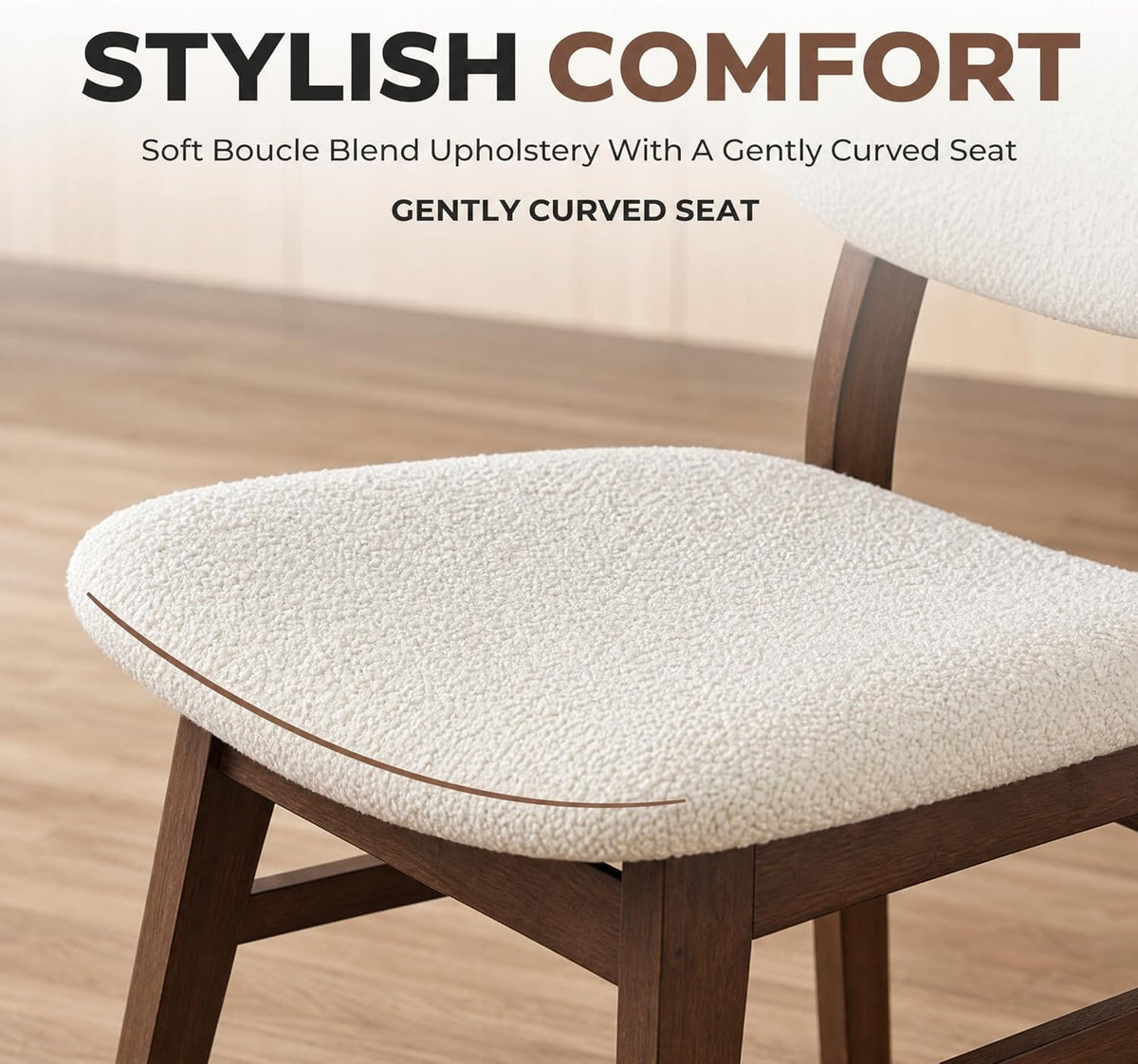 Dining Chairs Set of 6, Mid-Century Modern Dining Room Kitchen Dinner Chairs, Upholstered Vanity Living Room Chairs, Open Back and Padded Seat for Home/Kitchen/Living Room/Bedroom