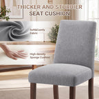 Upholstered Dining Chairs Set of 4, Mid-Century Dining Room Chairs with Wooden Legs, Farmhouse Fabric Parsons Chairs for Small Space Restaurant & Cafe- Gray