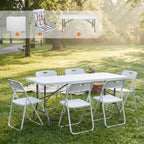 Folding Table and Chairs Set, 6 Foot Foldable Long Plastic Table with 6 Plastic Folding Chairs, Portable Set for Parties, Event, Training, Craft, Wedding, and Commercial Use