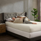 Hearth & Harbor Queen Bed Frame with Headboard Wingback – Linen Platform Bed Frame Queen Size, Button-Tufted Upholstered Bed Frame Queen, Modern Bedframe, Box Spring Required, Grey