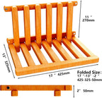The folding stool is made of beech wood and can withstand 400 pounds. The surface is coated with Transparent paint and polished. Used for changing shoes, showering, folding bedside table(Walnut paint)