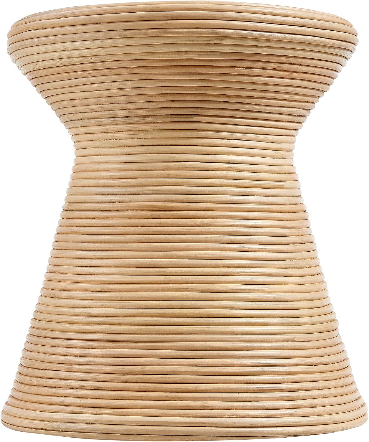 Modway Tavi Natural Rattan Hourglass Round Side Table in Natural – 16 Inch Small Accent End Table for Living Rooms, Bedrooms, or Covered Patios