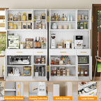 GAIOUS 71" Metal Kitchen Pantry Cabinet, Buffet Sideboard with Drawers | 6 Doors 4 Adjustable Shelves Open Countertop Charging Cable Hole Coffee Bar Cabinet Cupboard for Dining Living White