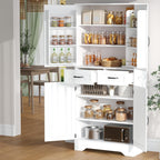 71" Tall Kitchen Pantry Cabinet, Pantry Organizers and Storage Cabinet, Kitchen Storage Cabinets with Doors, Side Storage, 2 Drawer, Adjustable Shelves for Laundry, Bathroom, Garage, White, UXZSG001W