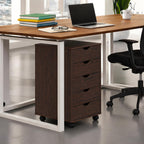Naomi Home Under Desk Office File Cabinet with 5 Drawers, Rolling Storage Organizer with Lockable Wheels, Handle-Free Design & Spacious Top Surface, Compatible Cabinet for Home Office - Espresso