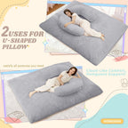 Homguava Giant Bean Bag Chair for Adults with Pillow, 4 in 1 Convertible Floor Cushion for Adluts, Memory Foamed Bean Bag Lounger with Washable Cover for Living Room, Bedroom