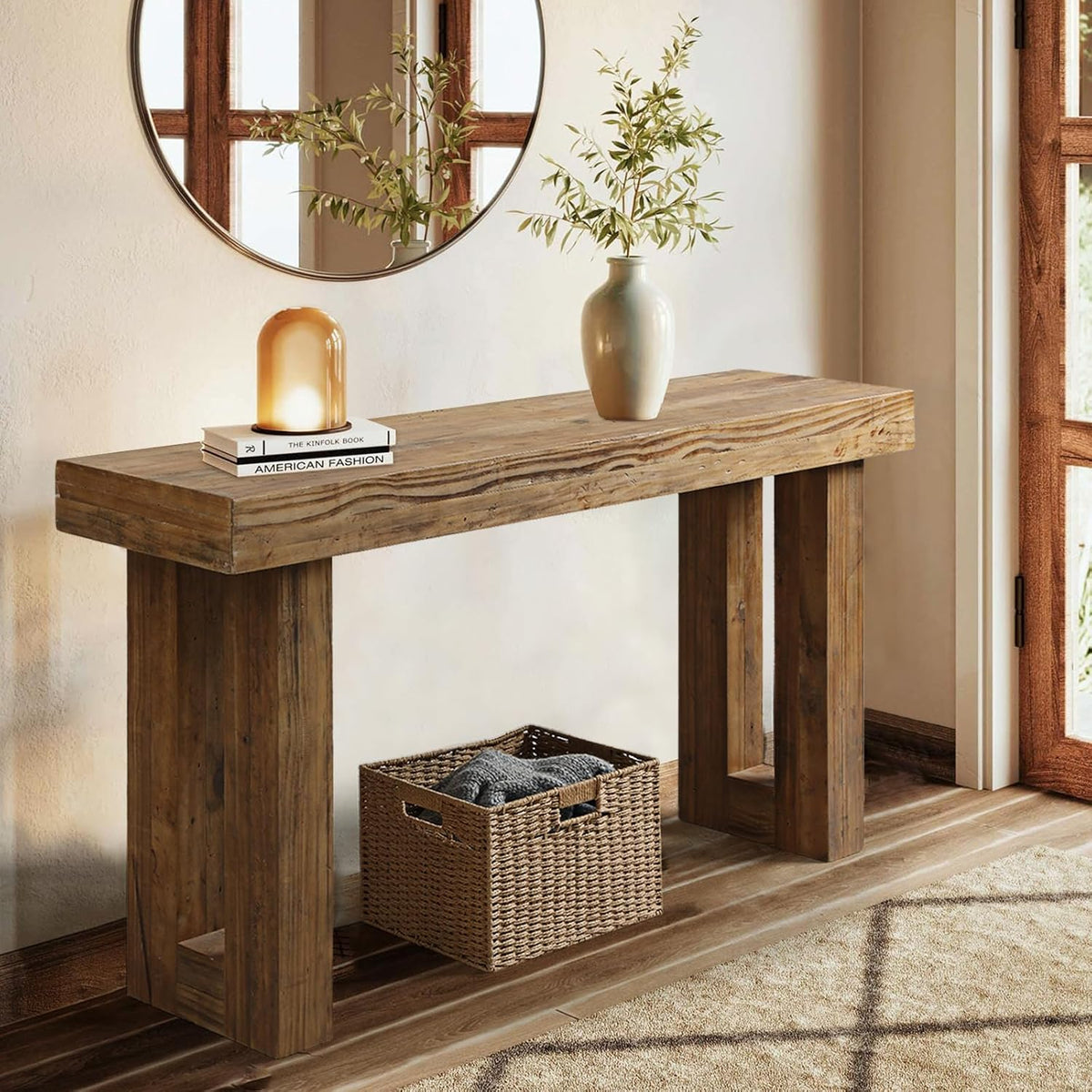 HOKYHOKY Reclaimed Solid Wood Console Table, 59" Long Entryway Table | Rectangular Couch Tables Behind Sofa, Farmhouse Accent Tables, Hallway, Entrance, Foyer, Living Room