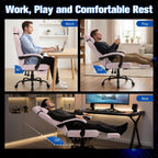 Gaming Chair for Adults with Massage Lumbar Suppor, Fabric Pink | Footrest