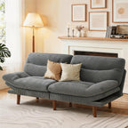 Marsail 66" Futon Sofa Bed, Convertible Corduroy Futon Couch with Adjustable Backrest & Armrests, Small Sleeper Sofa Loveseat for Living Room, Apartment, Office, Light Gray