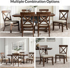 Farmhouse Upholstered Dining Chairs Set of 2, Walnut | Wooden Kitchen Chairs with Solid Wood Legs, Soft Cushion, Cross-Back Design, for Living Room Dining Room