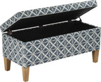 HomePop 36" Decorative Storage Bench - Blue Geometric Pattern