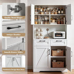 Tall Kitchen Pantry Cabinet with 2 Drawers, White Hutch Cabinet with Storage, Kitchen Pantry Storage Cabinet with Countertop and Adjustable Shelf, Tall Pantry for Kitchen