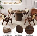 QHITTY Fluted Round Dining Table, 47-inch Wood Kitchen for 4, Farmhouse Circle Table with Strip Base for Kitchen, Living Room, Walnut