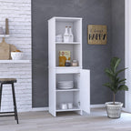 Eiffel Kitchen Pantry with Two External Shelves & Two Interior Storage, Single Door Cabinet, White
