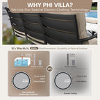 PHI VILLA Metal Swivel Patio Chairs Set of 2, High Back Steel Outdoor Chairs with 5.75" Extra Thick Cushion, 2 Piece All Weather Deep Seat Outdoor Front Porch Seating Furniture for Deck Balcony, Beige