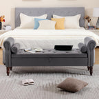 67" End of Bed Storage Bench King Size, Storage Bench for Bedroom, Velvet Bed Bench with Storage Upholstered Tufted Storage Ottoman Bench with Arms for Bedroom, Living Room, Entryway, Dark Grey