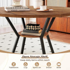 Giantex 47-inches Round Dining Table for 4, Kitchen Table with Storage Shelf, Wood Grain Tabletop, X-Shaped Metal Base, Adjustable Foot Pads, Circle Dinner Tables for Dinette, Living Room