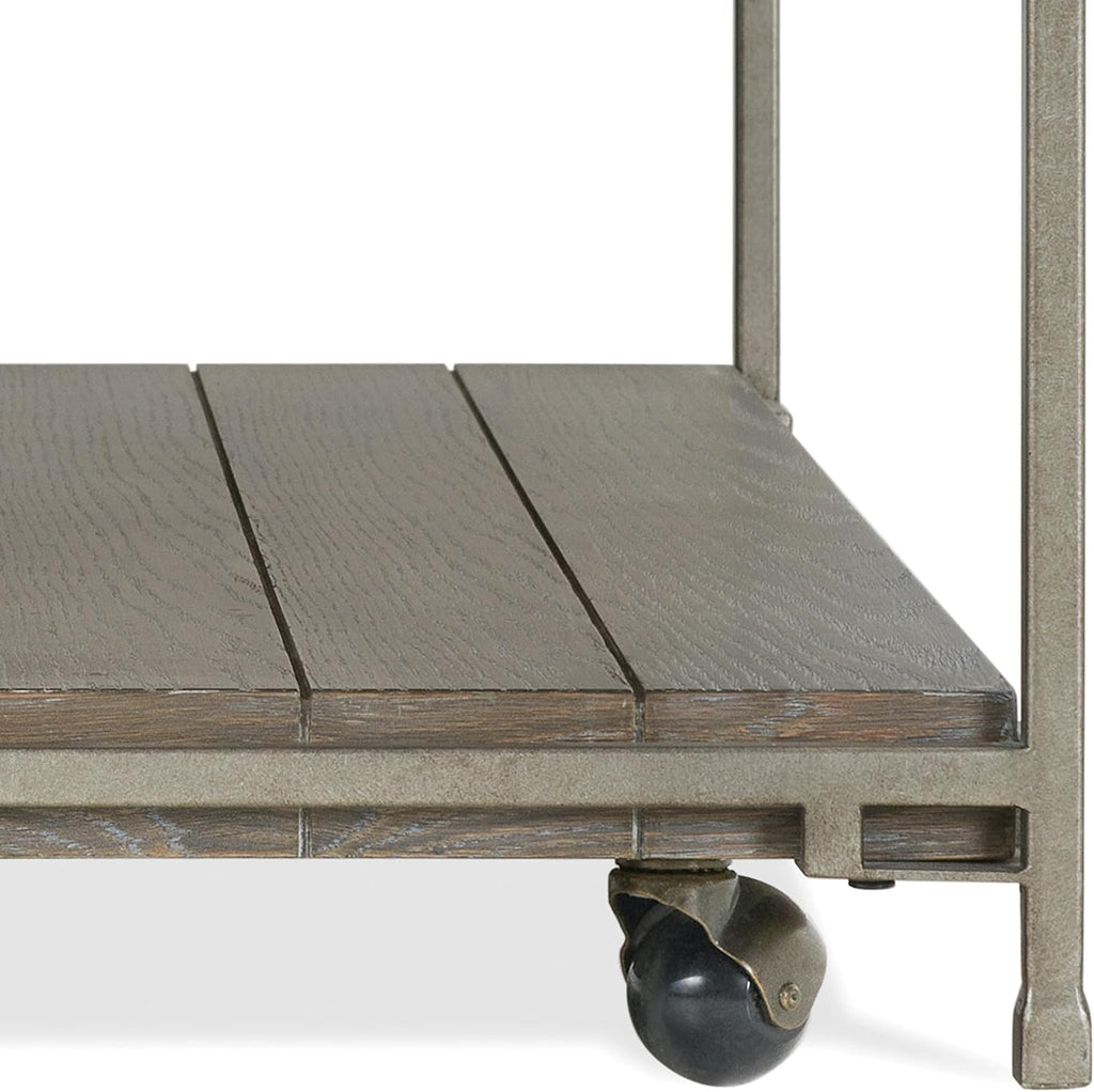 Polay Coffee Table Set with 2 Chairside Tables Metal Frame Wood | Modern coffee table set with aged graphite finish, hardwood and oak veneer construction, removable casters for mobility,
