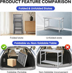 48" x 24" Stainless Steel Folding Table - 920 LBS Commercial Foldable Prep Table, Metal Worktable with Adjustable Undershelf and Feet, for Home Kitchen Restaurant Garage Warehouse, Heavy Duty
