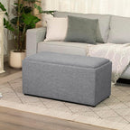 Adeco 35 Inches Storage Ottoman Bench, Non-Folding End of Bed Foot Rest Stools Ottoman with Thicker Foam Padded Seat, Upholstered Storage Chest for Living Room, Entryway, Bedroom