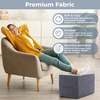Rectangular Pouf Ottoman, Foam-Filled Footrest, Dark Gray | Soft coral fleece, adjustable foam filling, hidden storage and a carry handle combine comfort with everyday convenience.