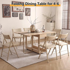 Folding Dining Room Table for 4/6 with 35.4" Extra Wide Space Saving Drop Leaf Table with Lockable Wheels & Storage, Heavy Duty Eco Solid Wood Top 300lb, Convertible Desk for Apartments/RV/Home Office