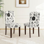 GOFLAME Upholstered Dining Chairs Set of 2, Button Tufted Fabric Upholstered Parson Chairs with Rubber Wood Legs, Padded Seat and High Curved Backrest, Armless Kitchen Chairs for Dining Room, Floral