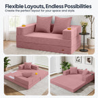 COMAX Futon Sofa Bed, Convertible Sofa Bed, Folding Couches | Low-Profile Small Couch for Living Room, 11.8" H Low Seat 59" Foldable Floor Sofa Lounge Space‑Saving