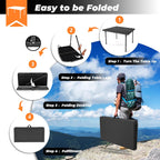 34" Folding Table, Portable Square Camping Card Table with Collapsible Legs & Carrying Handle, Plastic Tables for Outdoor Cooking,Camping,Picnic, Office, Party, Grey