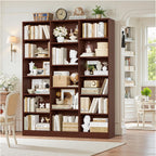 FACBOTALL Triple Wide Bookshelf, Large Bookshelf with 17 Display Shelves