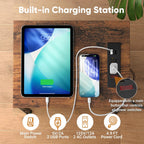 Lewondr End Table with Charging Station and LED Light, Narrow Side Table with 2 Fabric Drawers, Thin Nightstand with USB Ports for Bedside, Bedroom, Living Room, Small Spaces