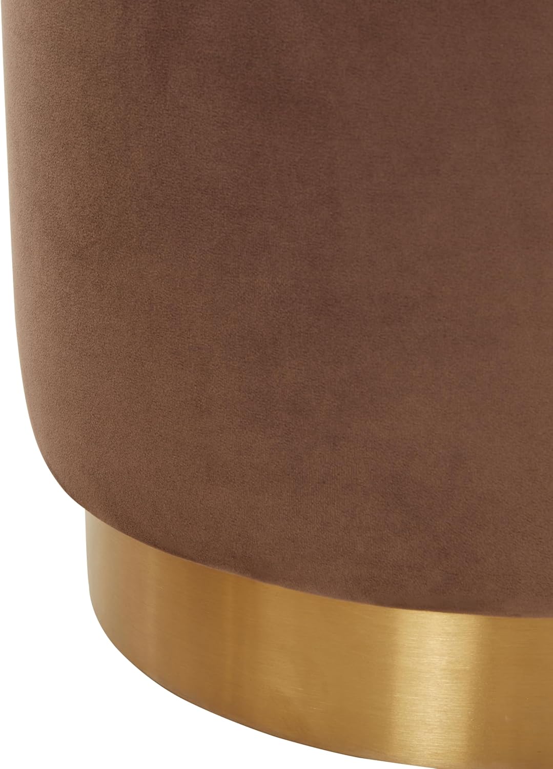 SAFAVIEH Couture Collection - Elsworth Brown Velvet Ottoman with Brass Base, Modern Accent Seat, Fully Assembled (SFV3558F)