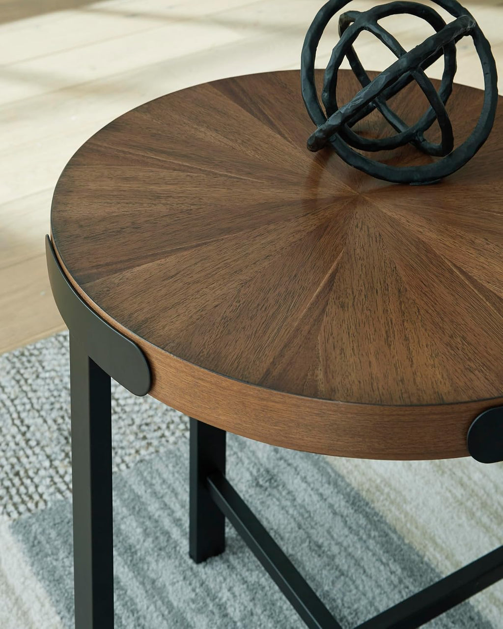 GTU Furniture Casual Acacia Wood Square 3-Piece Coffee Table Set, Cocktail Table with 2 Matching End Tables, Brown Finish for Living Room